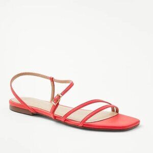 Ann Taylor Leather Strappy Flat Sandal in Hibiscus Sz 8.5